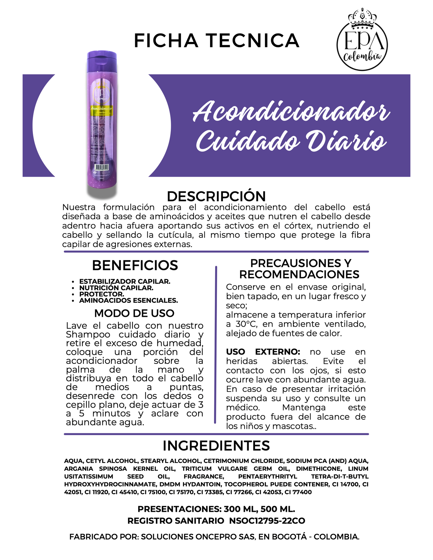 Acondicionador KOLORS - Cirugía Capilar (morado) 500ml