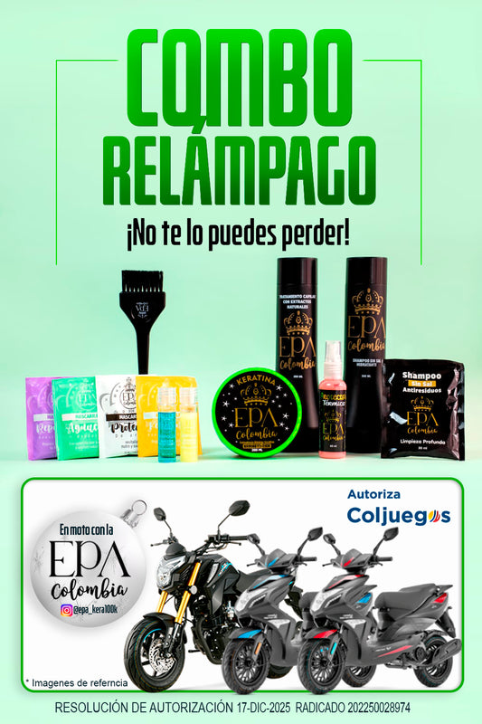⚡COMBO RELÁMPAGO KERATINA⚡ y viene En MOTO con la EPA COLOMBIA